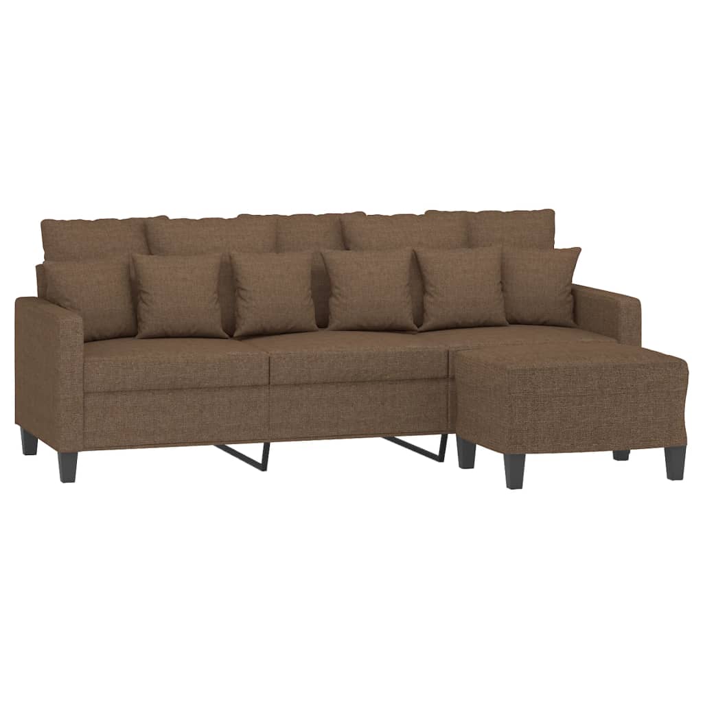 Canapea cu 3 locuri cu taburet, maro, 180 cm, material textil GartenMobel Dekor