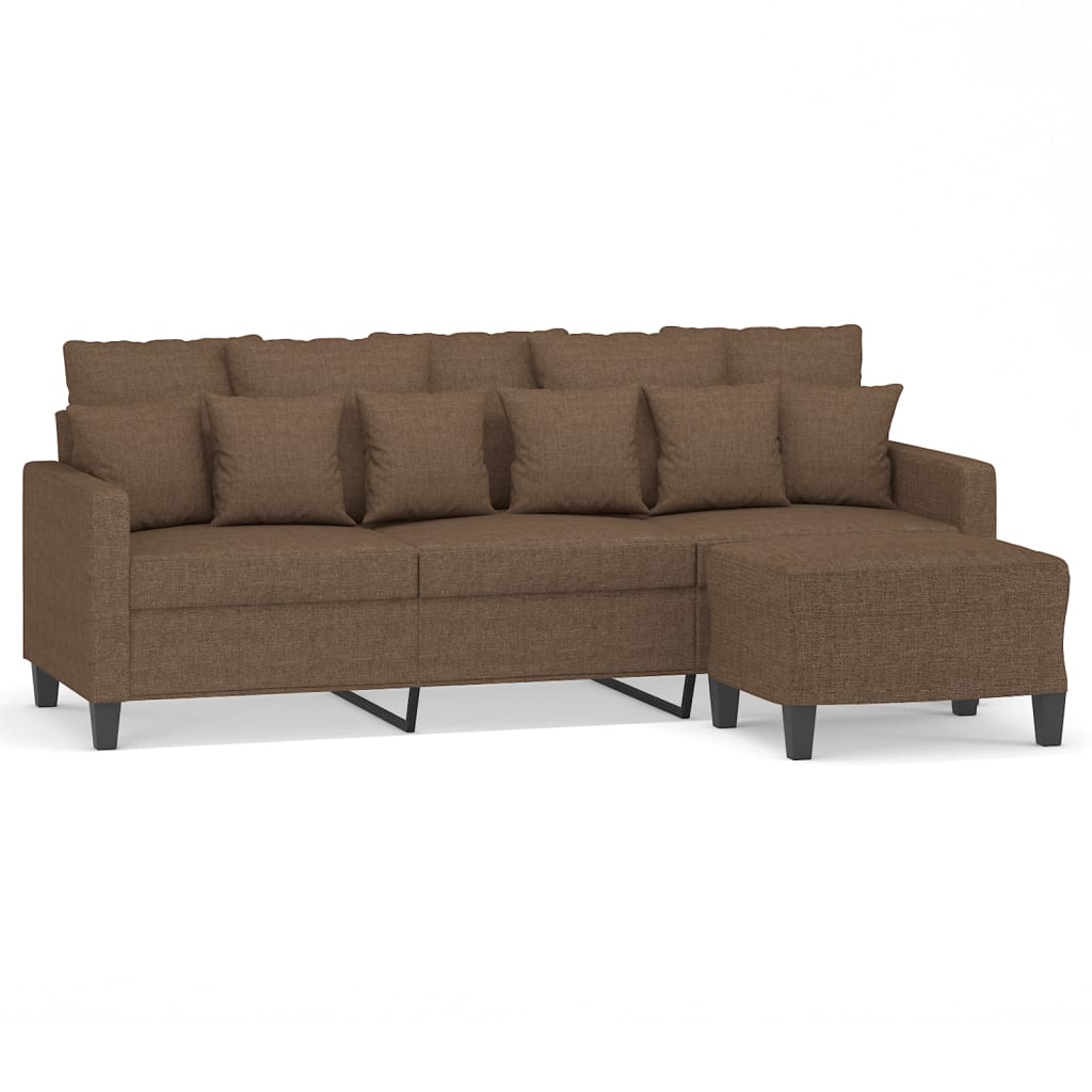 Canapea cu 3 locuri cu taburet, maro, 180 cm, material textil GartenMobel Dekor