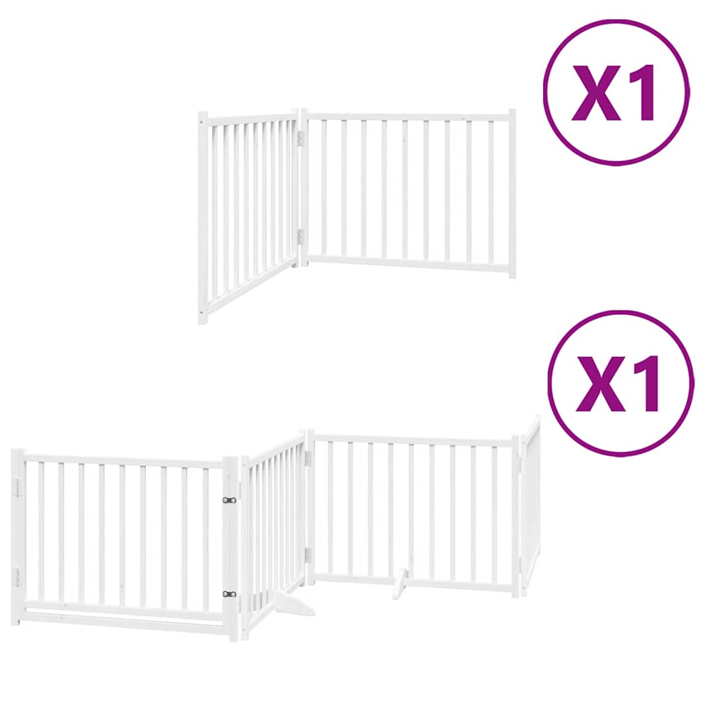 Poartă câini pliabilă cu ușă, 6 panouri, alb, 480 cm, lemn plop GartenMobel Dekor