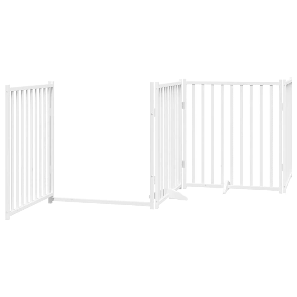 Poartă câini pliabilă cu ușă, 6 panouri, alb, 480 cm, lemn plop GartenMobel Dekor