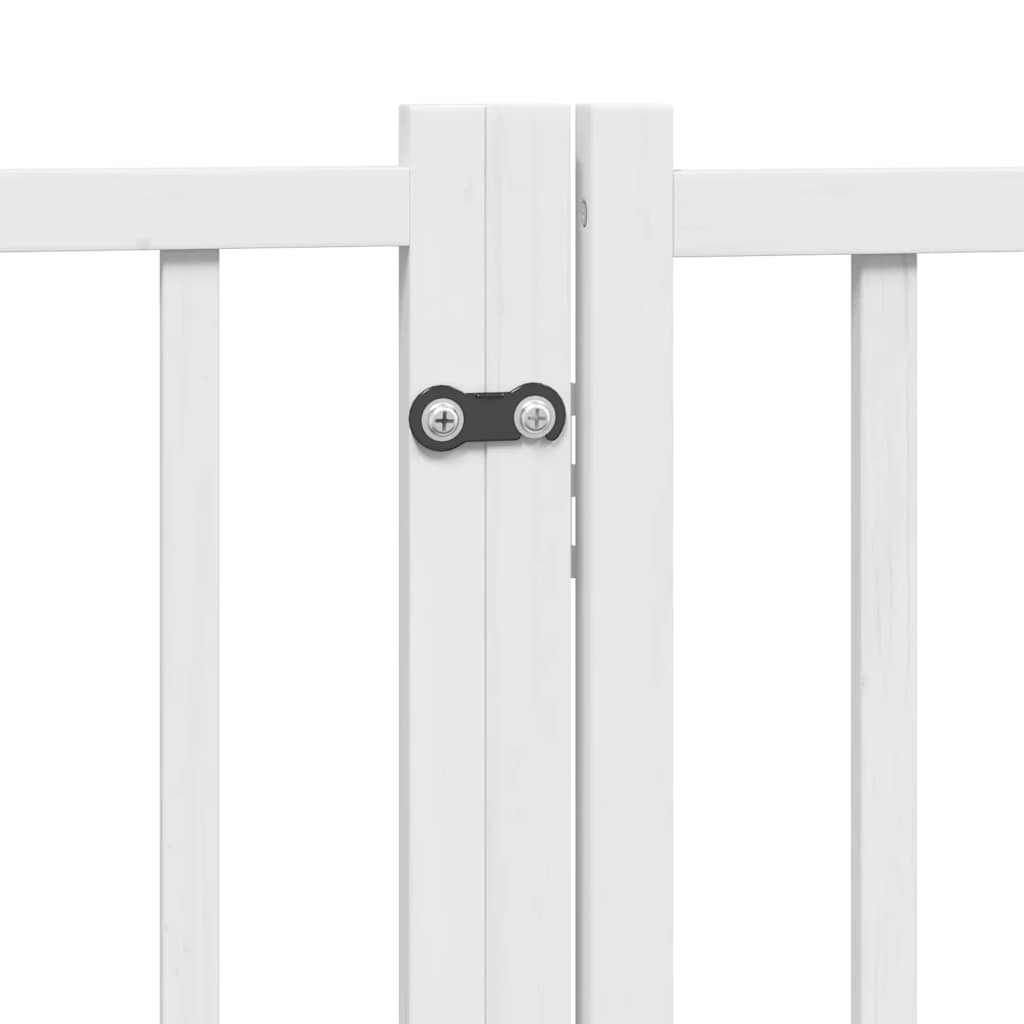 Poartă câini pliabilă cu ușă, 6 panouri, alb, 480 cm, lemn plop GartenMobel Dekor