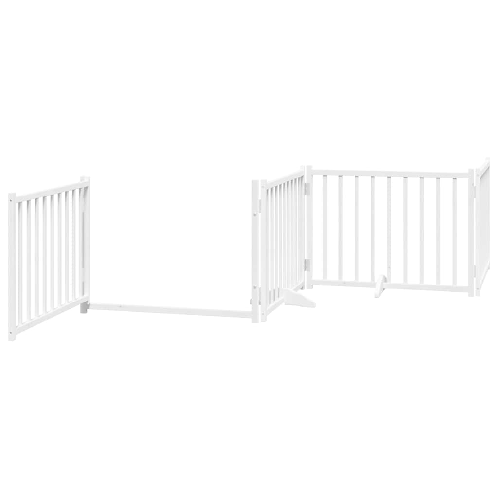 Poartă câini pliabilă cu ușă, 6 panouri, alb, 480 cm, lemn plop GartenMobel Dekor