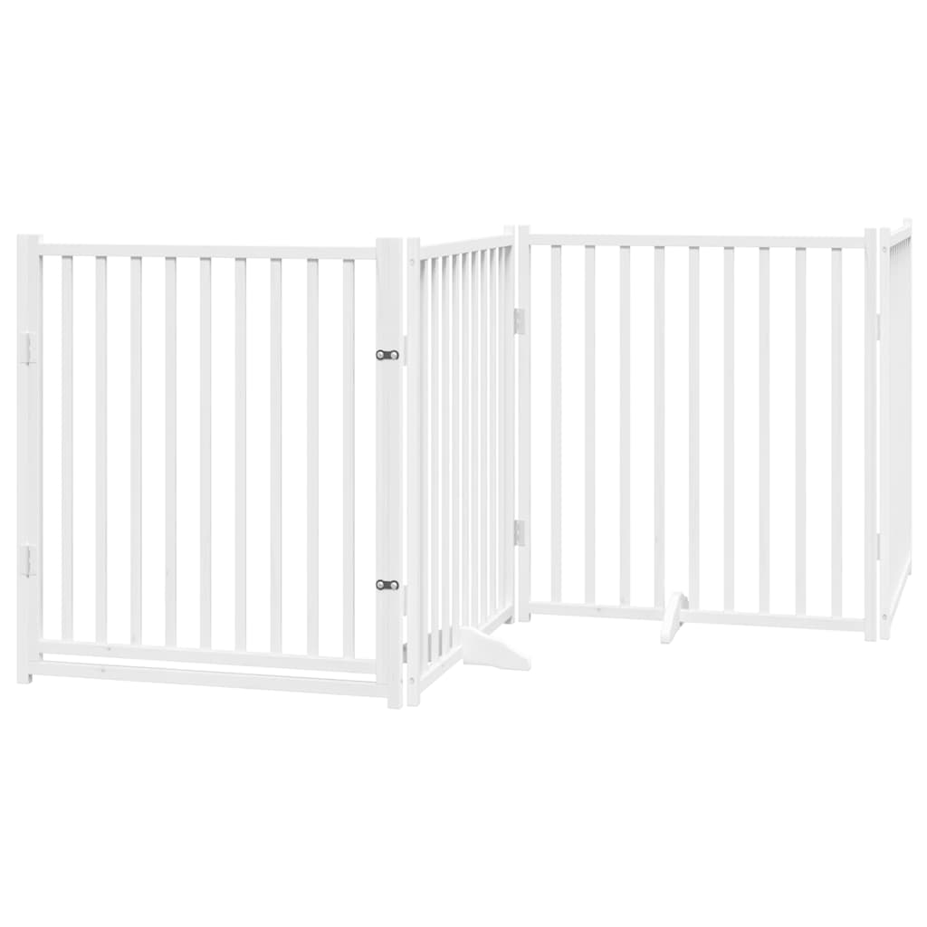 Poartă câini pliabilă cu ușă, 6 panouri, alb, 480 cm, lemn plop GartenMobel Dekor