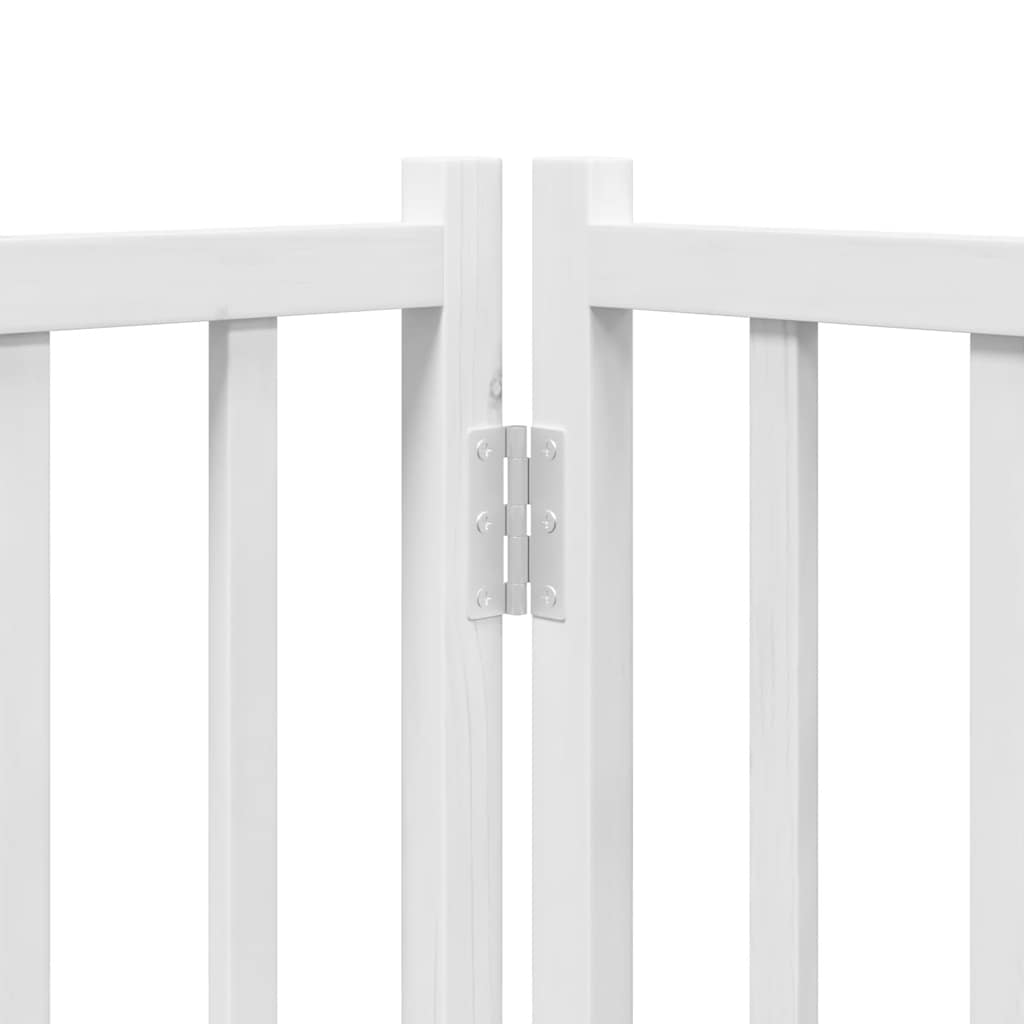 Poartă câini pliabilă cu ușă, 9 panouri, alb, 450 cm, lemn plop GartenMobel Dekor