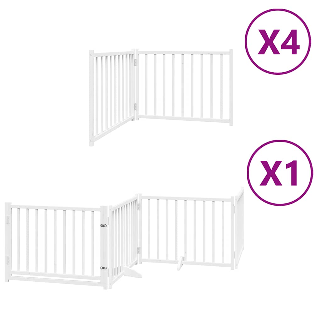 Poartă câini pliabilă cu ușă 12 panouri, alb, 960 cm, lemn plop GartenMobel Dekor