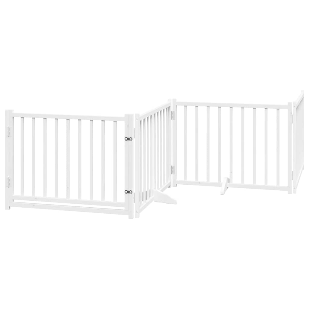 Poartă câini pliabilă cu ușă 12 panouri, alb, 960 cm, lemn plop GartenMobel Dekor