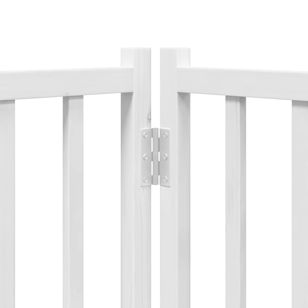 Poartă câini pliabilă cu ușă 12 panouri, alb, 960 cm, lemn plop GartenMobel Dekor