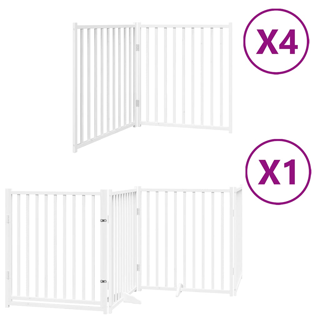 Poartă câini pliabilă cu ușă 12 panouri, alb, 960 cm, lemn plop GartenMobel Dekor
