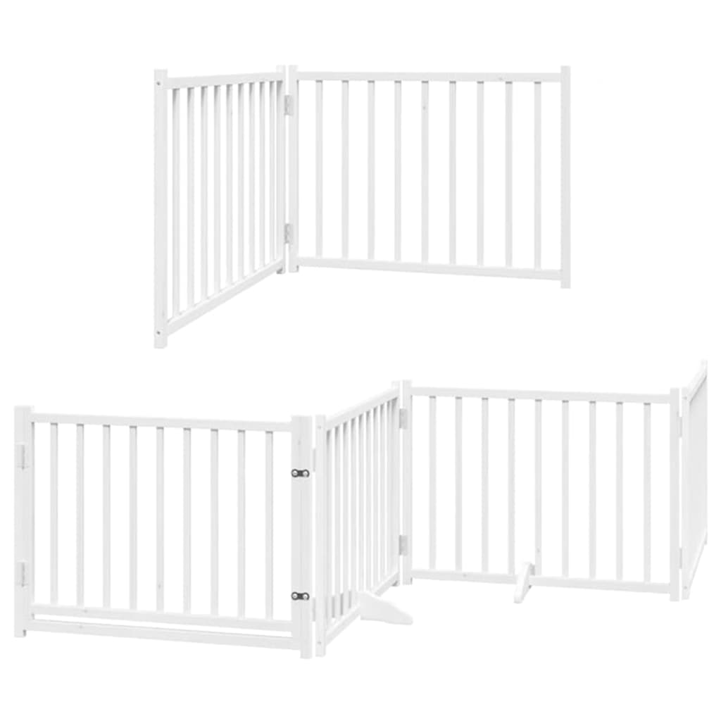 Poartă câini pliabilă cu ușă 12 panouri, alb, 960 cm, lemn plop GartenMobel Dekor