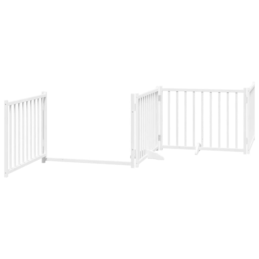 Poartă câini pliabilă cu ușă 8 panouri, alb, 640 cm, lemn plop GartenMobel Dekor