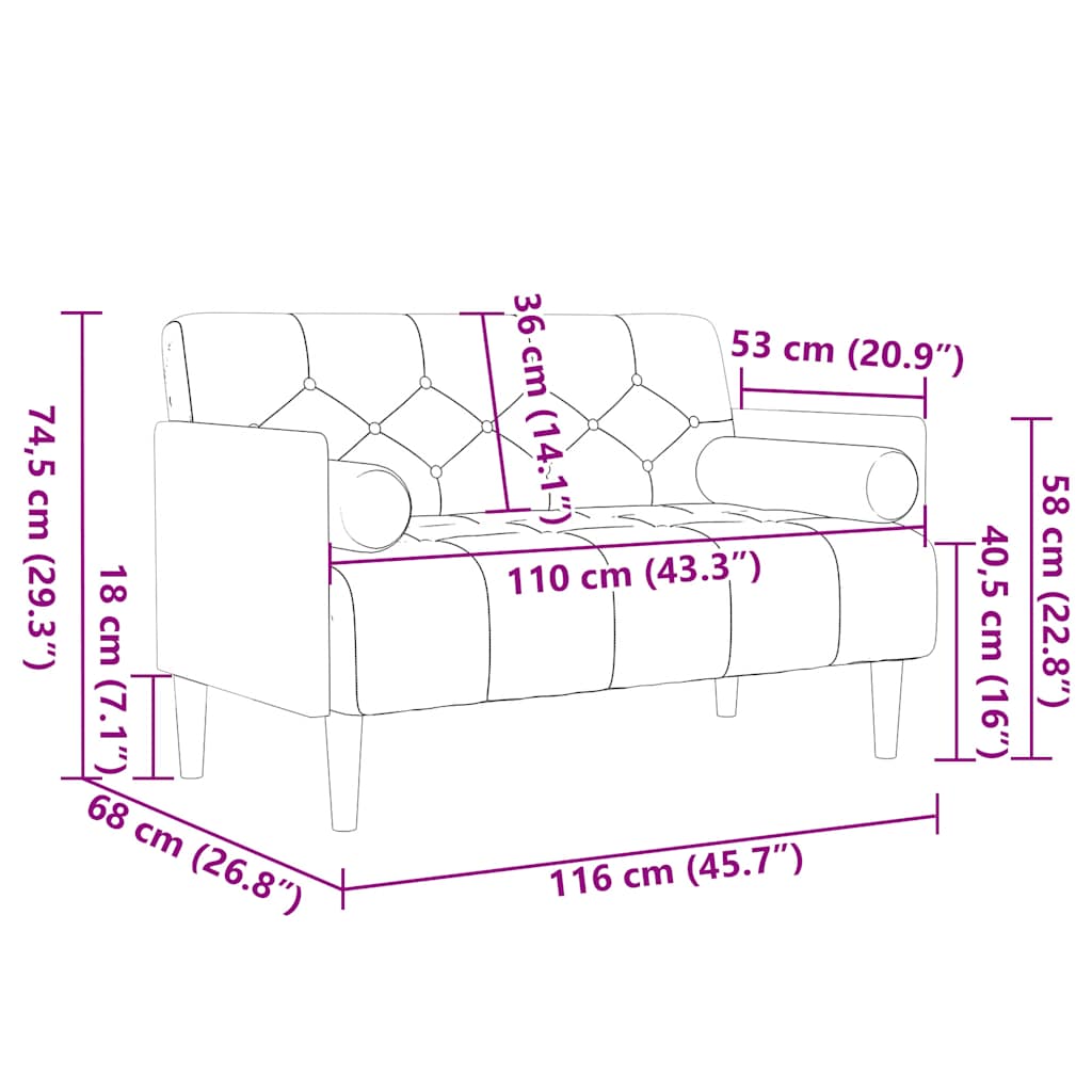 Canapea loveseat cu perne de suport 110 cm in GartenMobel Dekor