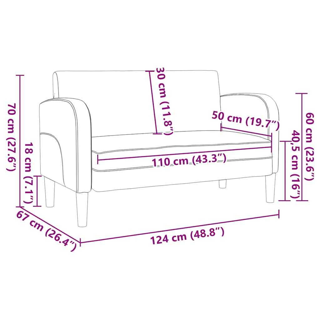 Canapea loveseat neagră 110 cm piele artificială GartenMobel Dekor