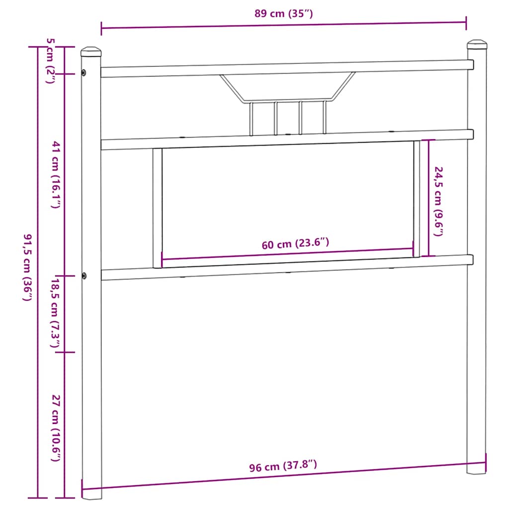 Tăblie de pat din Stejar Sonoma 90 cm Lemn prelucrat și oțel GartenMobel Dekor