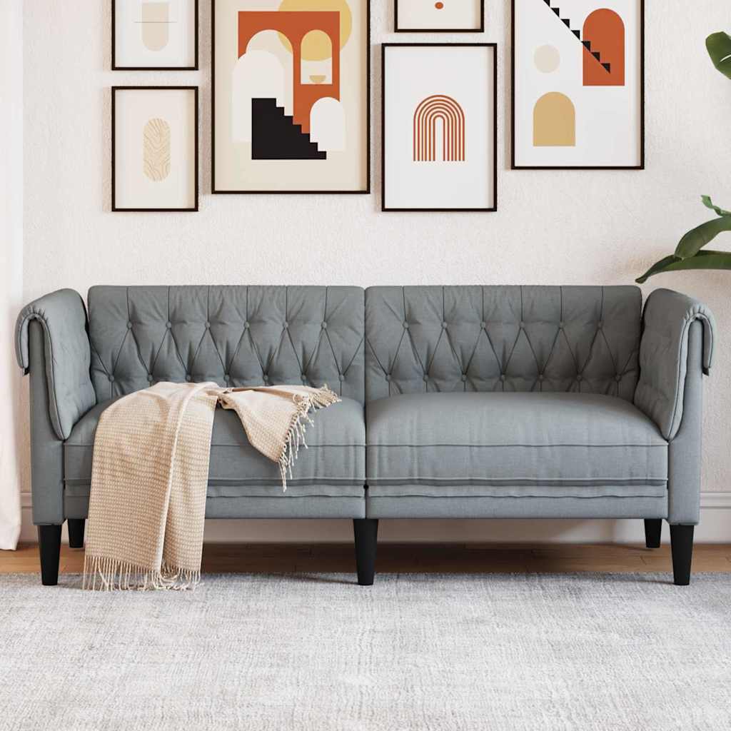 Canapea Chesterfield Argyle Gri deschis 182.5 x 74.5 x 74.5 cm GartenMobel Dekor