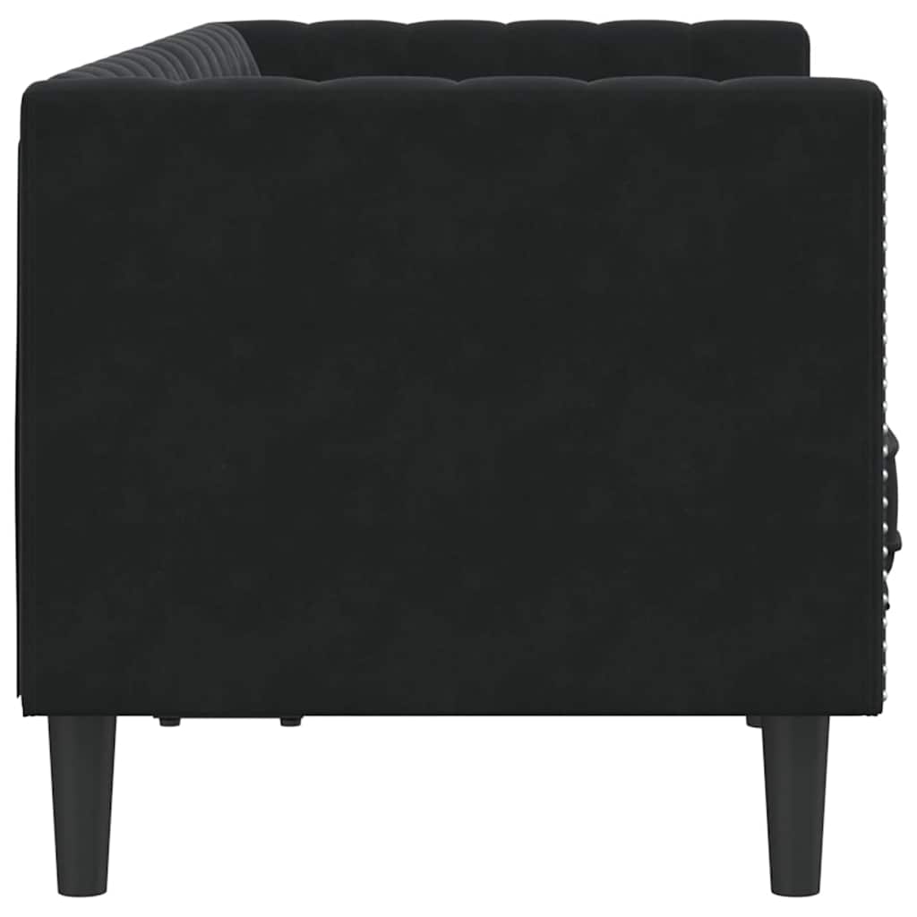 Canapea Chesterfield Argyle Negru 174 x 74.5 x 70.5 cm Catifea GartenMobel Dekor