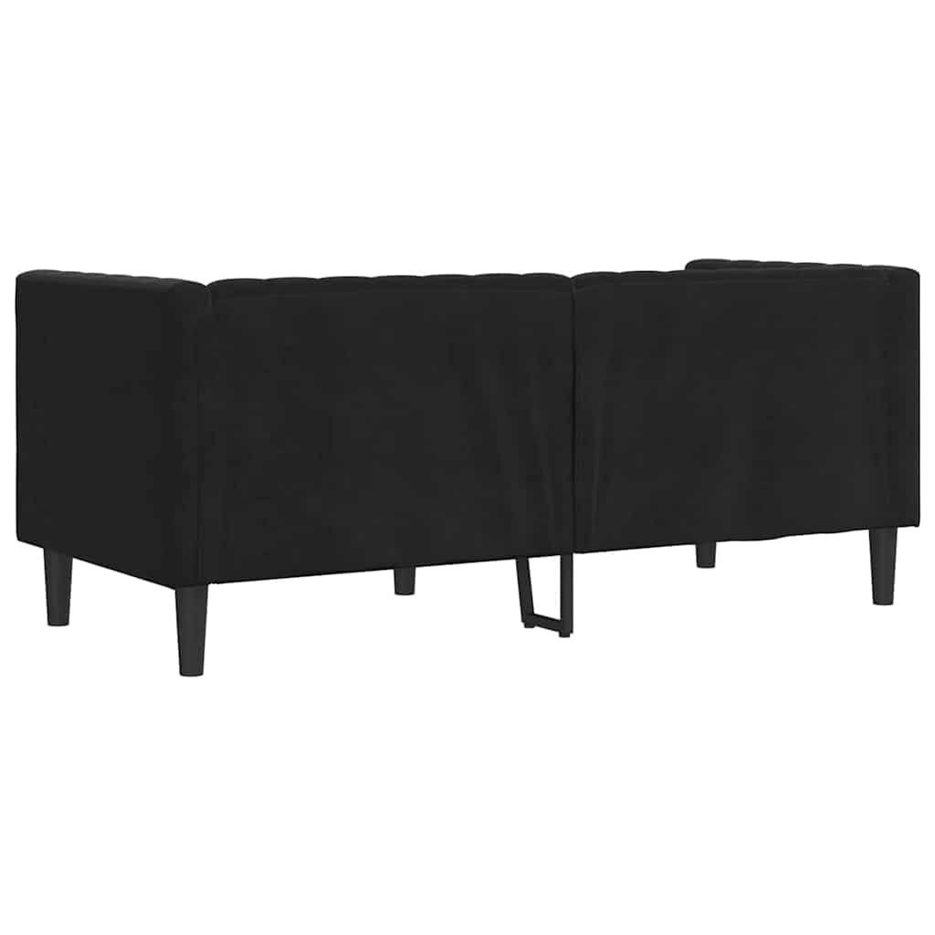 Canapea Chesterfield Argyle Negru 174 x 74.5 x 70.5 cm Catifea GartenMobel Dekor