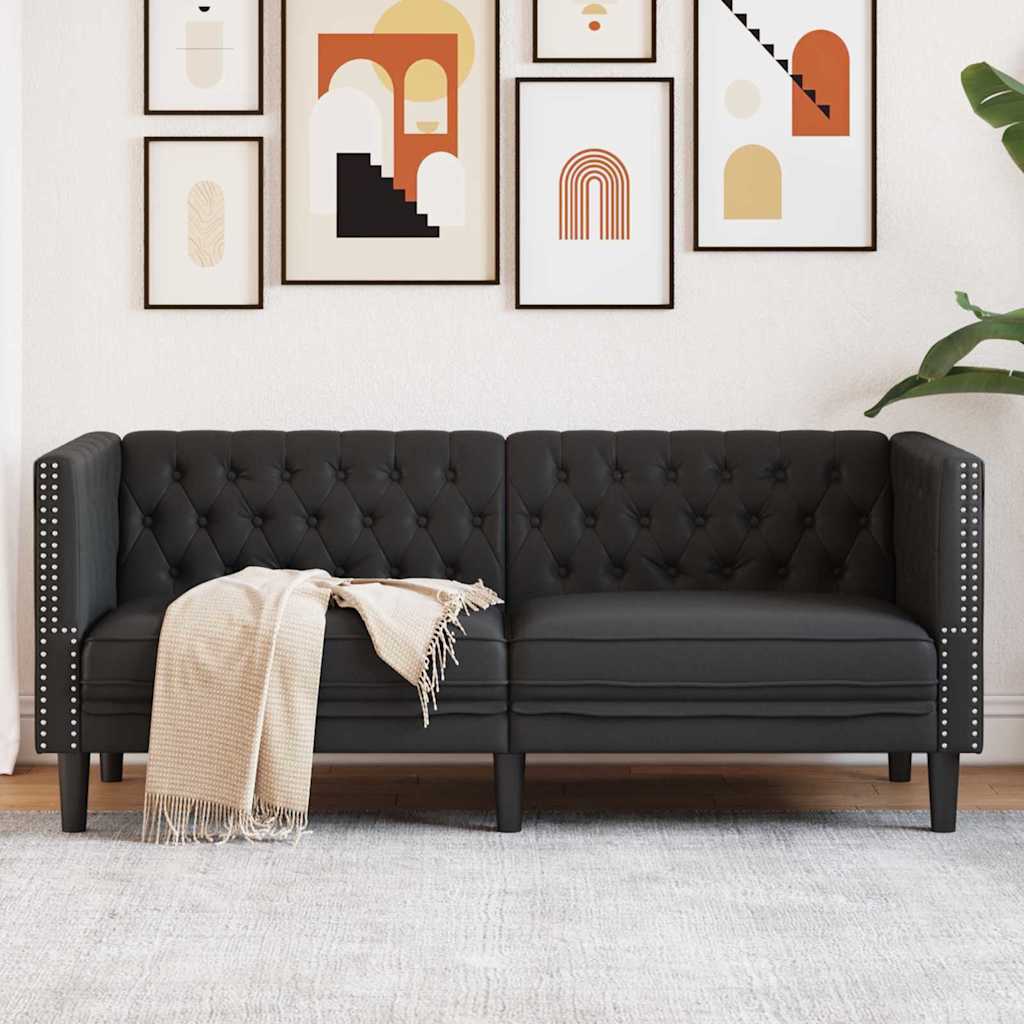 Canapea Chesterfield Argyle Negru 174 x 74.5 x 70.5 cm GartenMobel Dekor