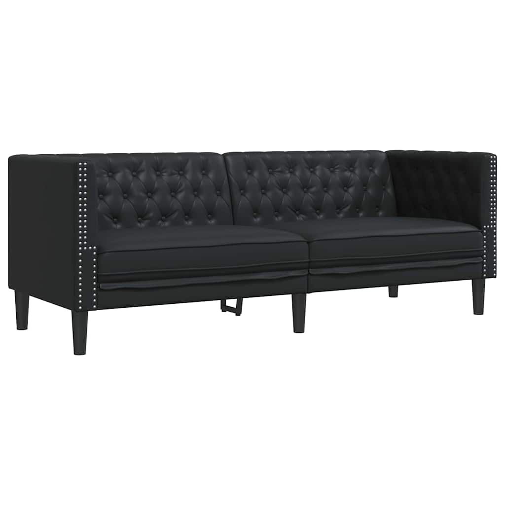 Canapea Chesterfield Argyle Negru 194 x 74.5 x 70.5 cm GartenMobel Dekor