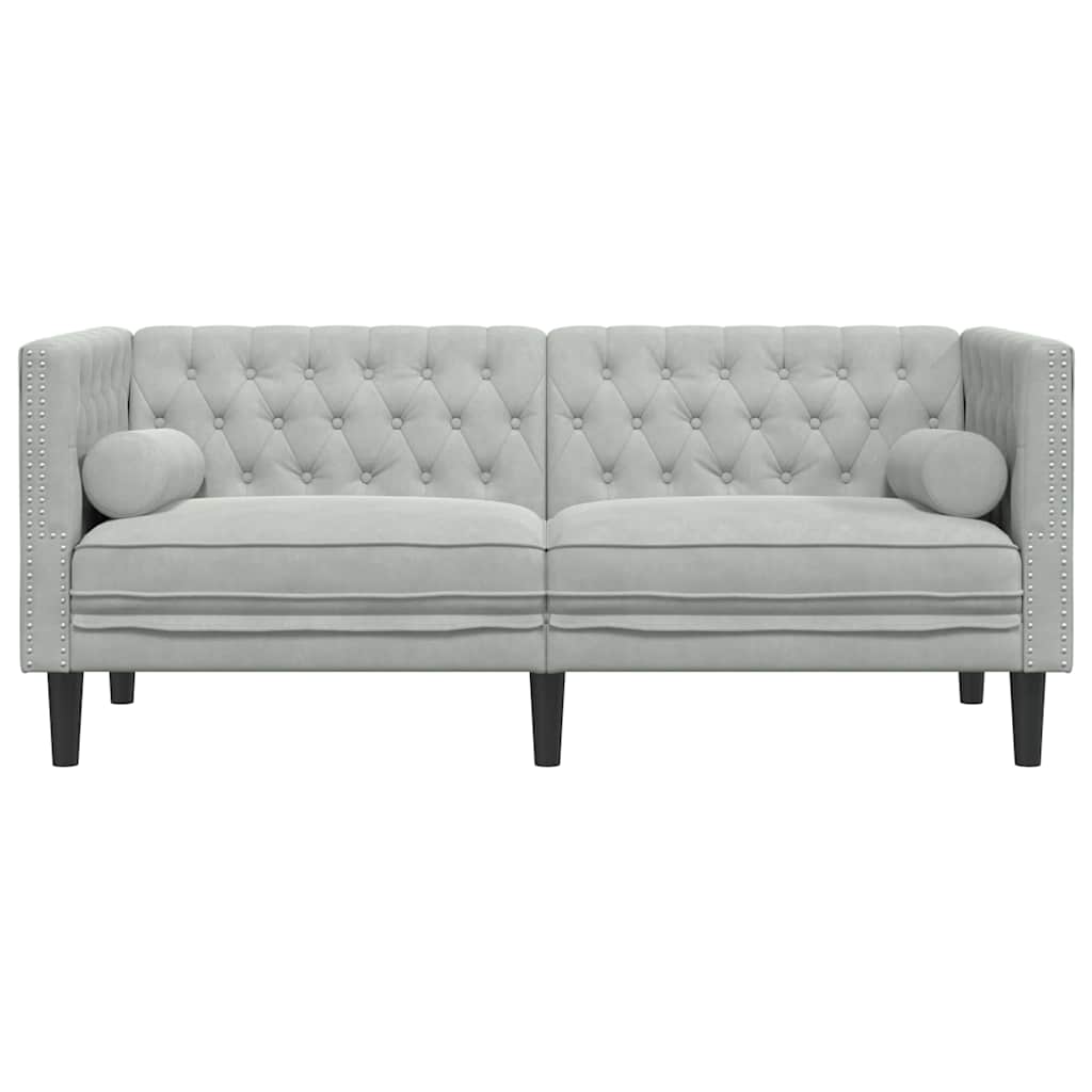 Canapea Chesterfield Gri deschis 174 x 74.5 x 70.5 cm Catifea GartenMobel Dekor