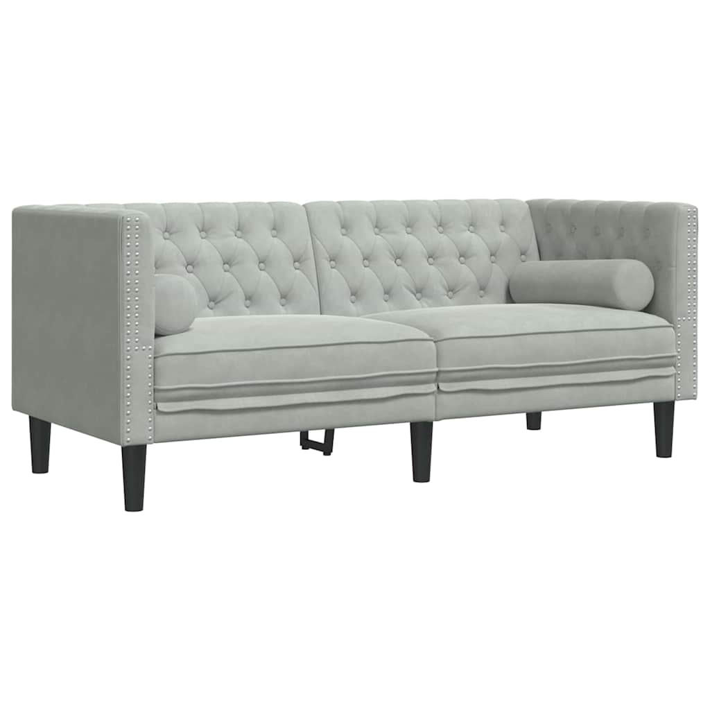 Canapea Chesterfield Gri deschis 174 x 74.5 x 70.5 cm Catifea GartenMobel Dekor