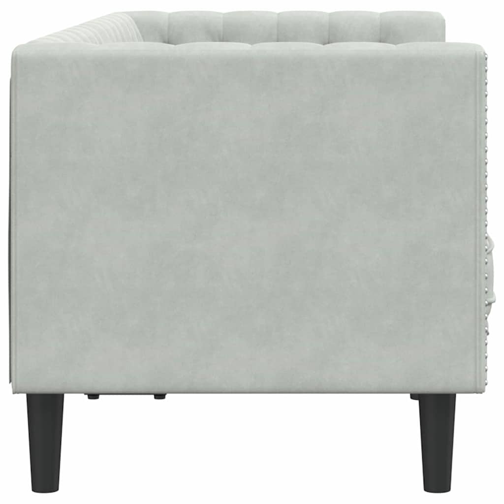Canapea Chesterfield Gri deschis 174 x 74.5 x 70.5 cm Catifea GartenMobel Dekor
