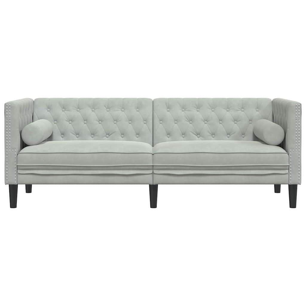 Canapea Chesterfield Gri deschis 194 x 74.5 x 70.5 cm Catifea GartenMobel Dekor
