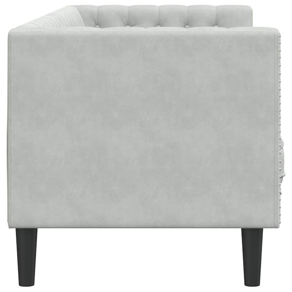 Canapea Chesterfield Gri deschis 194 x 74.5 x 70.5 cm Catifea GartenMobel Dekor