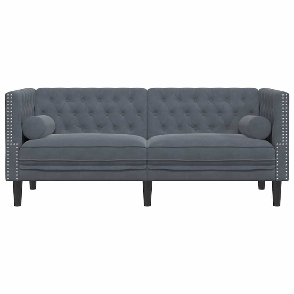 Canapea Chesterfield Gri închis 174 x 74.5 x 70.5 cm Catifea GartenMobel Dekor