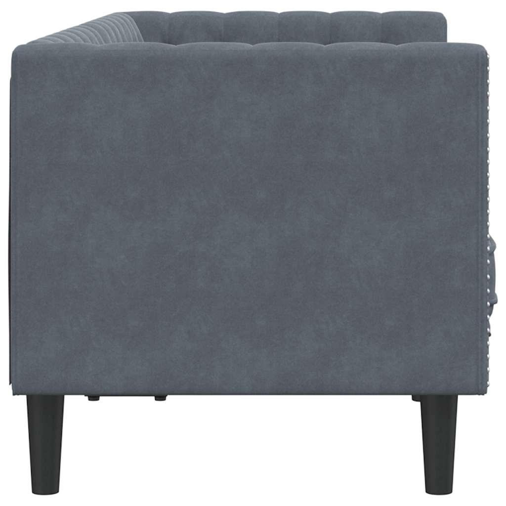 Canapea Chesterfield Gri închis 174 x 74.5 x 70.5 cm Catifea GartenMobel Dekor