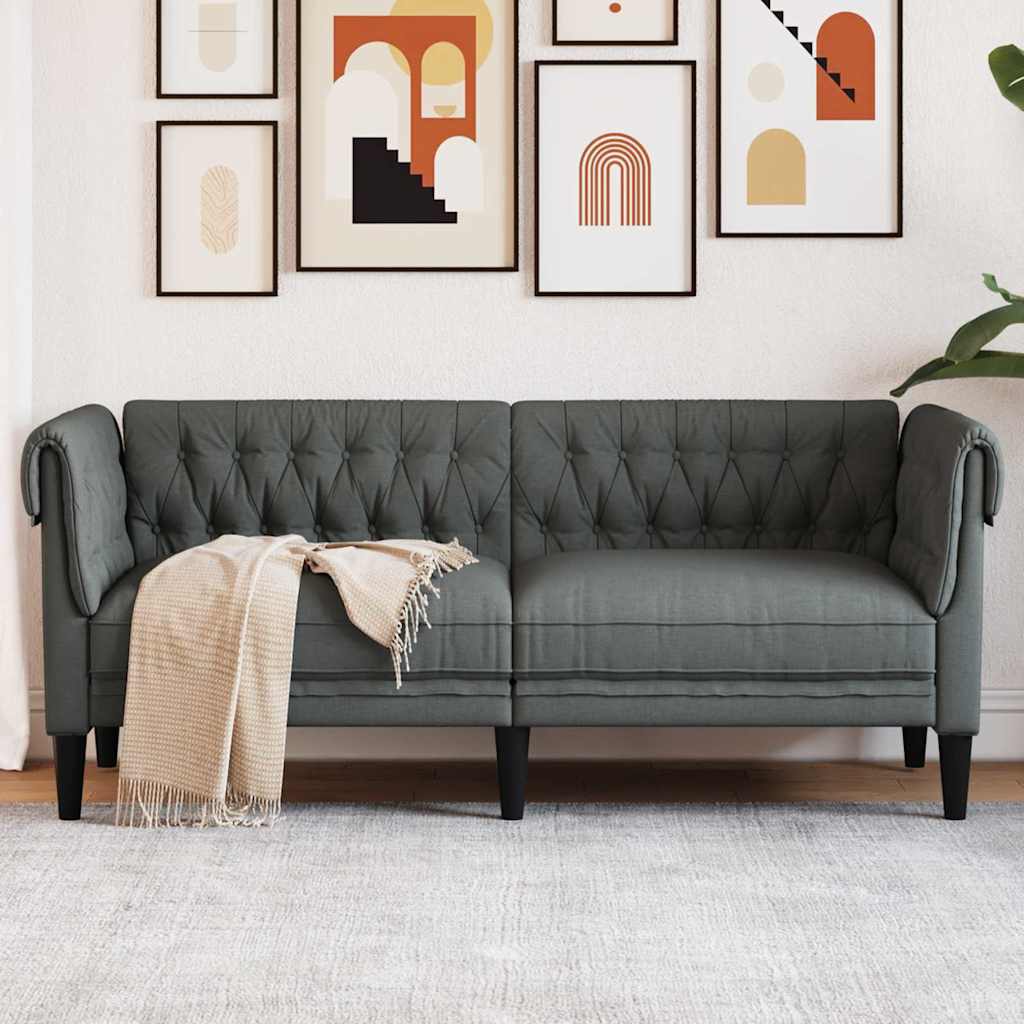 Canapea Chesterfield Gri închis 182.5 x 74.5 x 74.5 cm țesătură GartenMobel Dekor