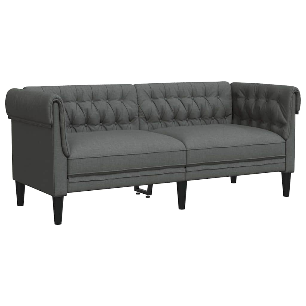 Canapea Chesterfield Gri închis 182.5 x 74.5 x 74.5 cm țesătură GartenMobel Dekor