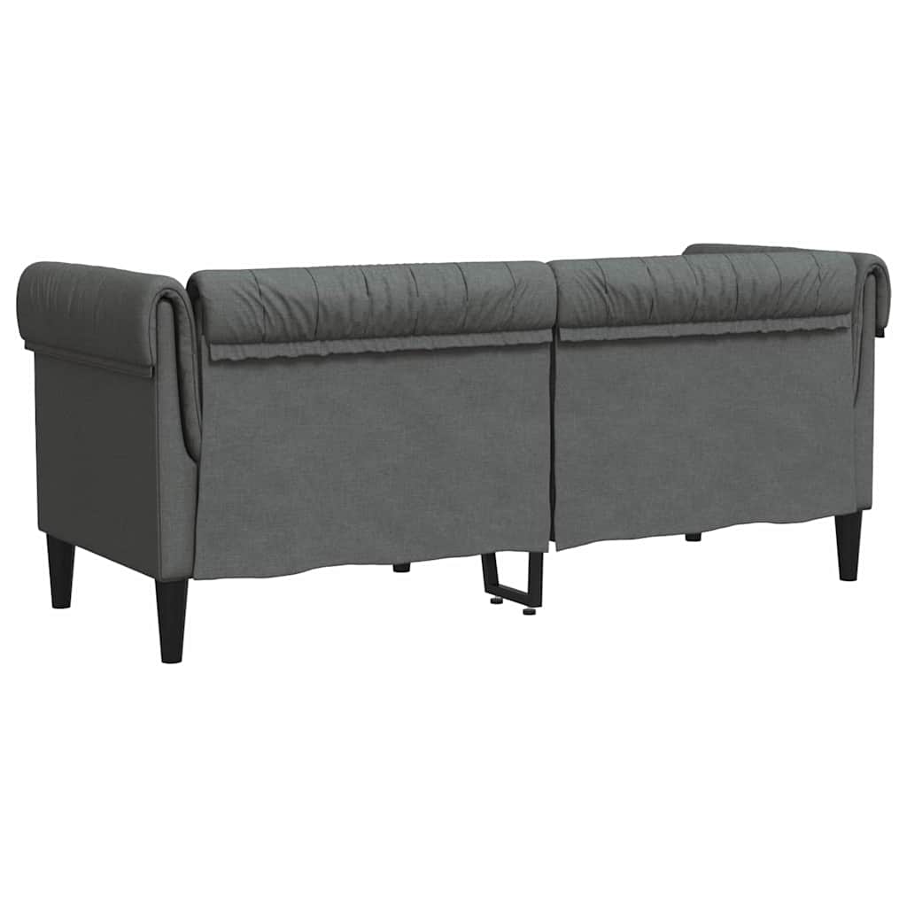 Canapea Chesterfield Gri închis 182.5 x 74.5 x 74.5 cm țesătură GartenMobel Dekor