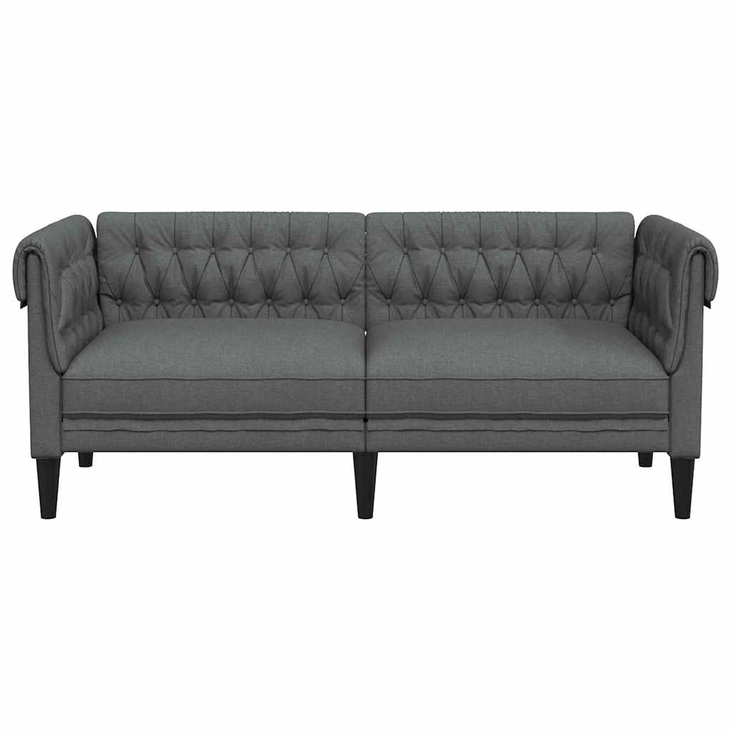 Canapea Chesterfield Gri închis 182.5 x 74.5 x 74.5 cm țesătură GartenMobel Dekor