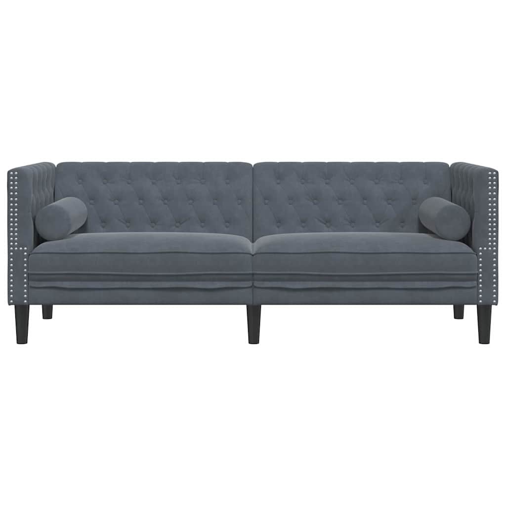 Canapea Chesterfield Gri închis 194 x 74.5 x 70.5 cm Catifea GartenMobel Dekor