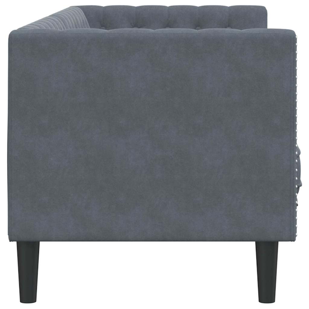 Canapea Chesterfield Gri închis 194 x 74.5 x 70.5 cm Catifea GartenMobel Dekor