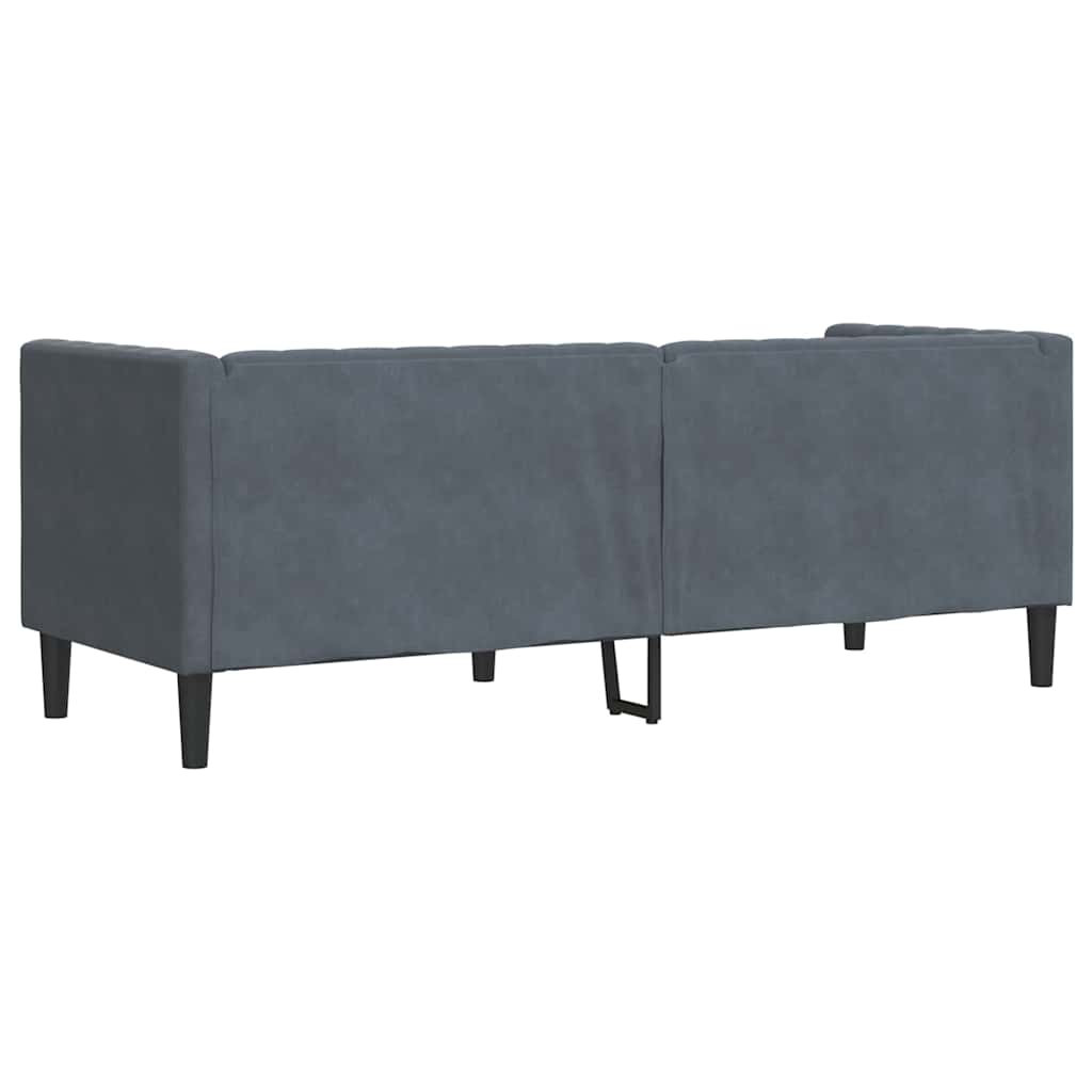 Canapea Chesterfield Gri închis 194 x 74.5 x 70.5 cm Catifea GartenMobel Dekor