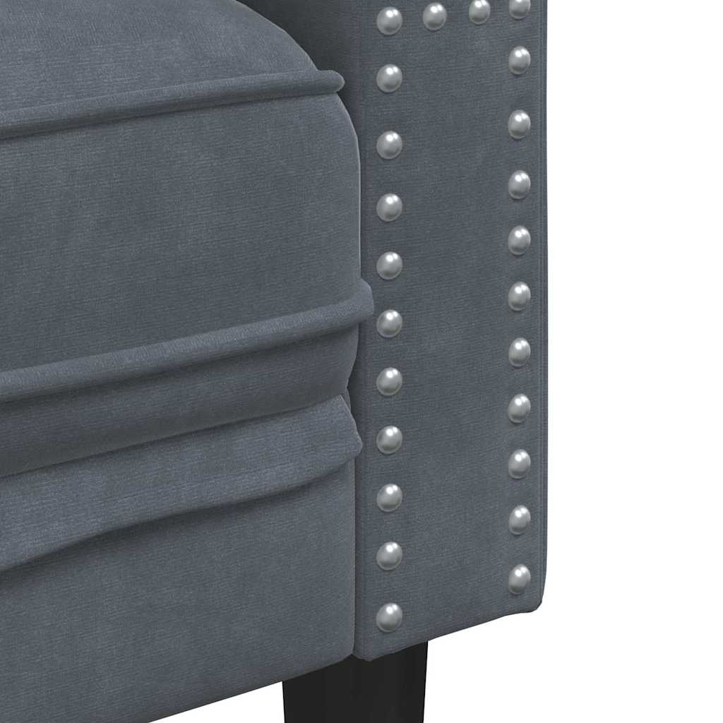 Canapea Chesterfield Gri închis 194 x 74.5 x 70.5 cm Catifea GartenMobel Dekor