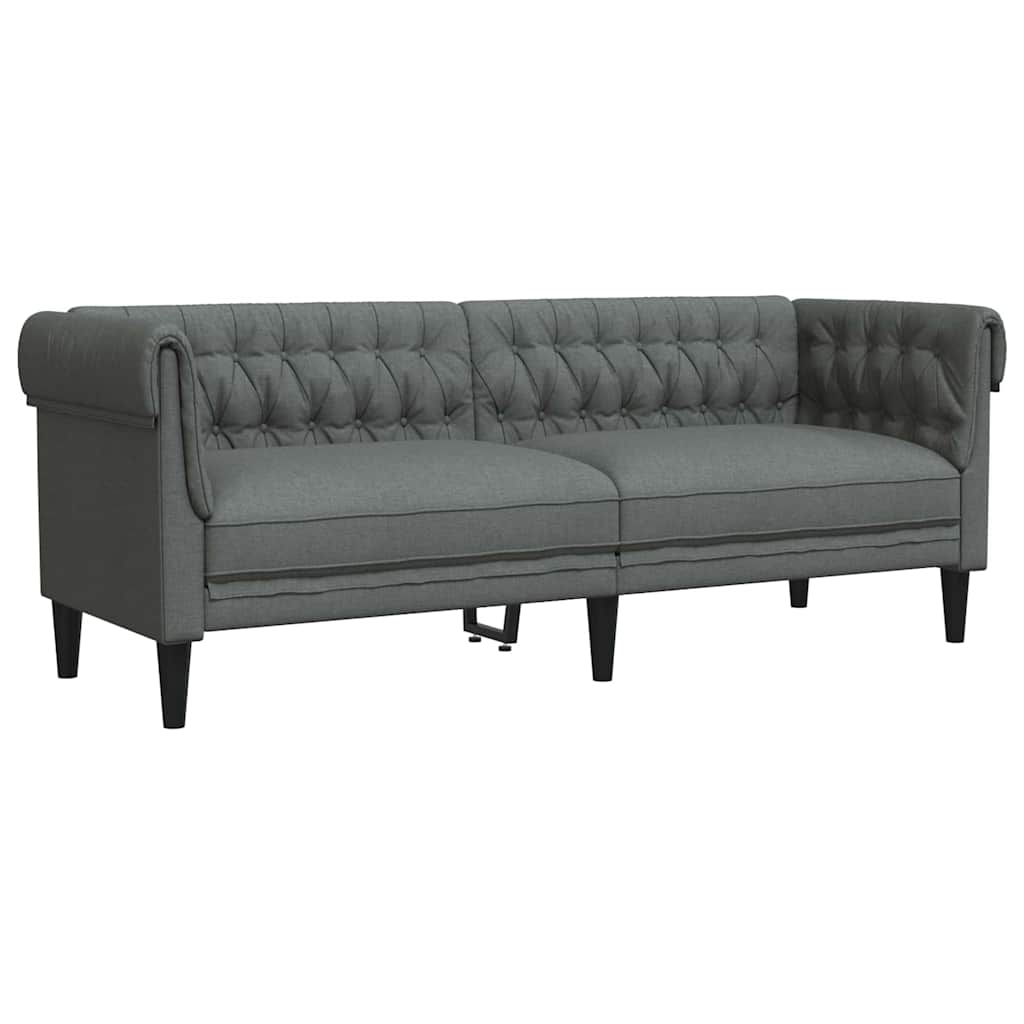 Canapea Chesterfield Gri închis 201.5 x 74.5 x 74.5 cm țesătură GartenMobel Dekor