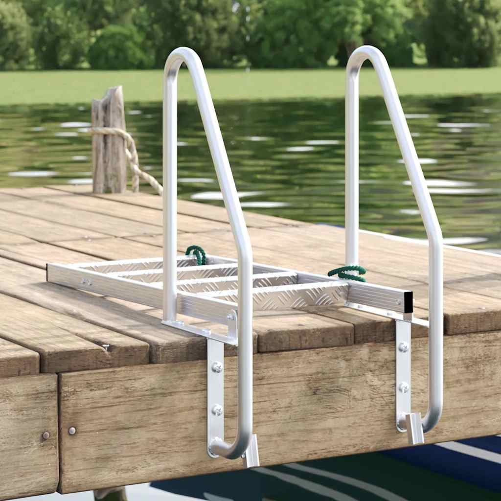 Scară de docking cu 4 trepte Argintiu 58 x 77 x 166 cm Aluminiu GartenMobel Dekor