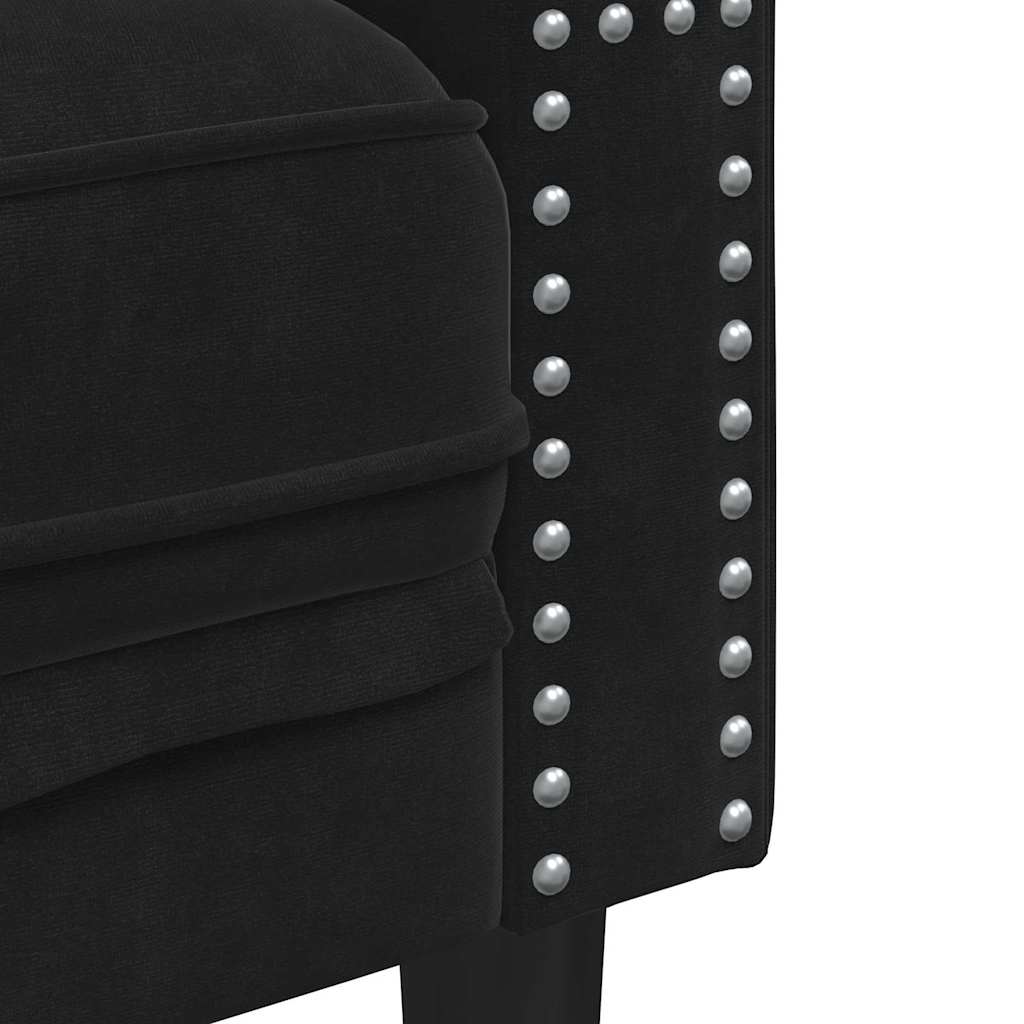 Scaun canapea Chesterfield Negru 71 x 74.5 x 70.5 cm Catifea GartenMobel Dekor
