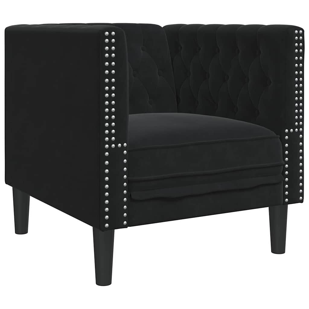 Scaun canapea Chesterfield Negru 71 x 74.5 x 70.5 cm Catifea GartenMobel Dekor