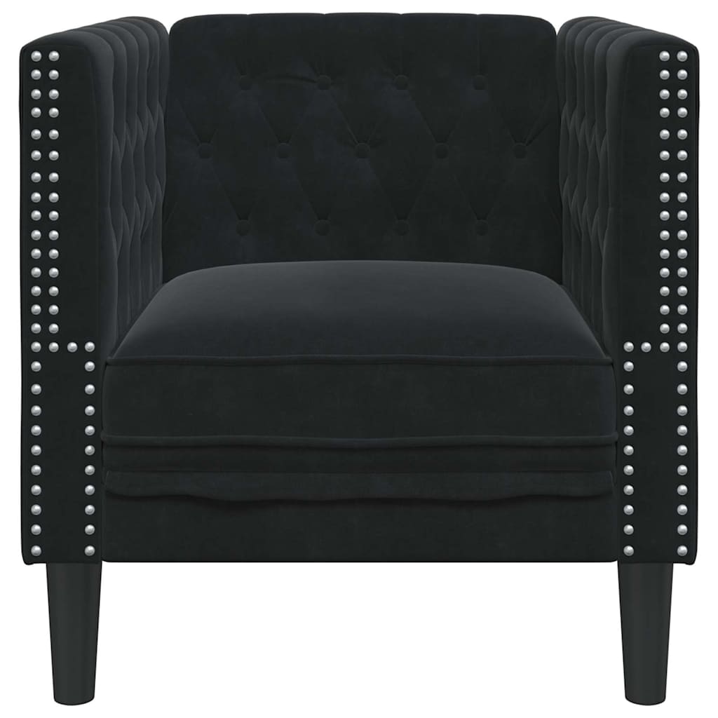 Scaun canapea Chesterfield Negru 71 x 74.5 x 70.5 cm Catifea GartenMobel Dekor