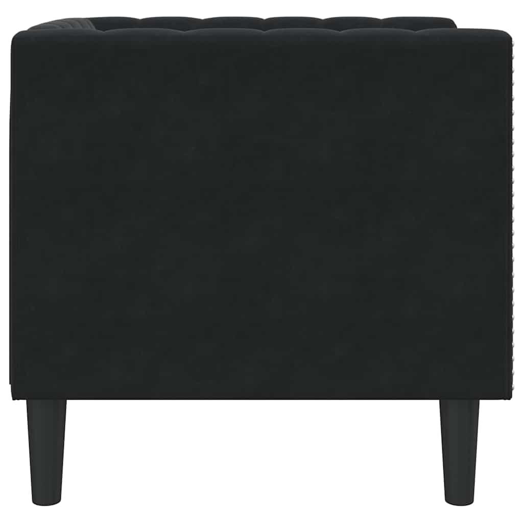 Scaun canapea Chesterfield Negru 71 x 74.5 x 70.5 cm Catifea GartenMobel Dekor