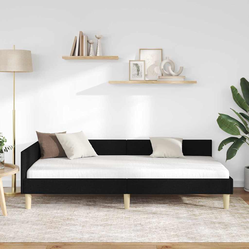 Cadru de pat colțar Altele cu headboard Negru 80 x 200 cm GartenMobel Dekor