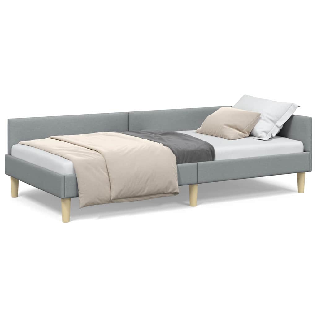 Cadru de pat colțar Altele cu headboard Gri deschis 90 x 200 cm GartenMobel Dekor