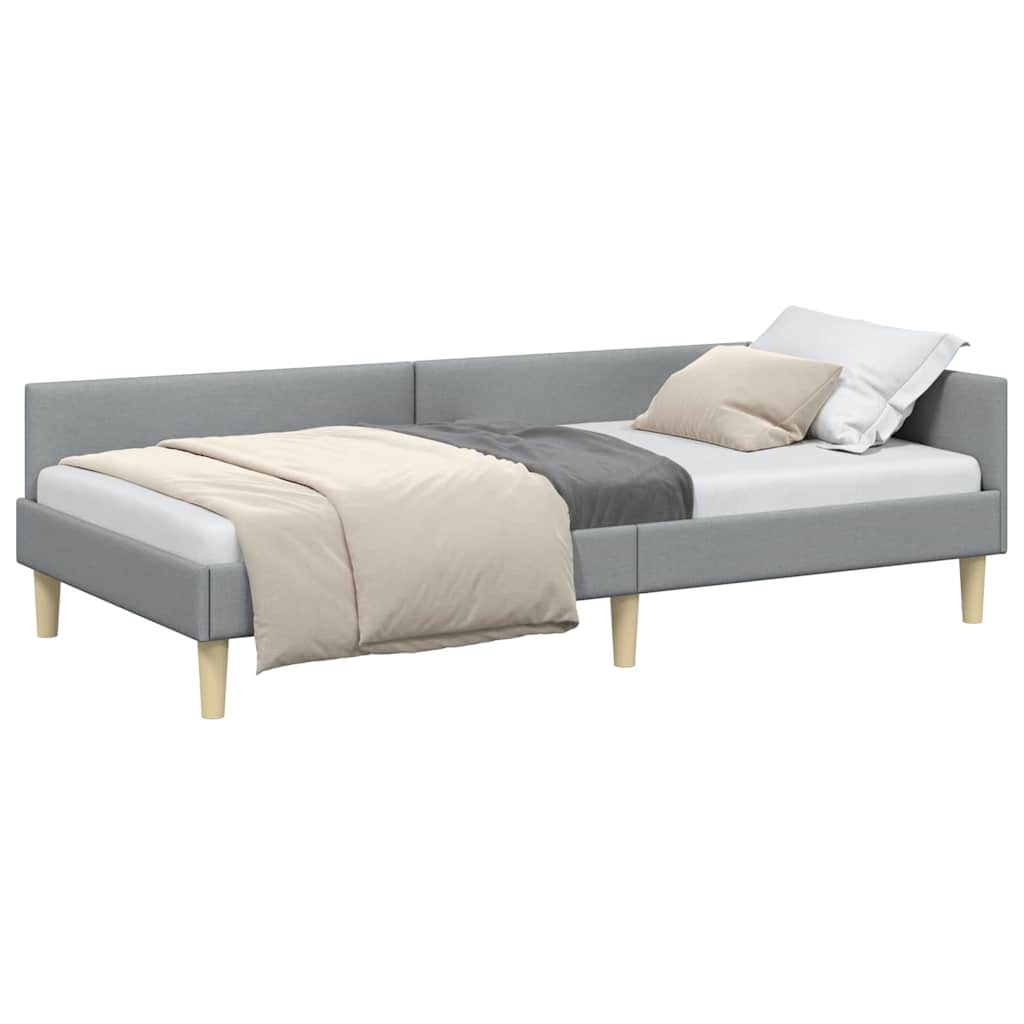 Cadru de pat colțar Altele cu headboard Gri deschis 90 x 200 cm GartenMobel Dekor
