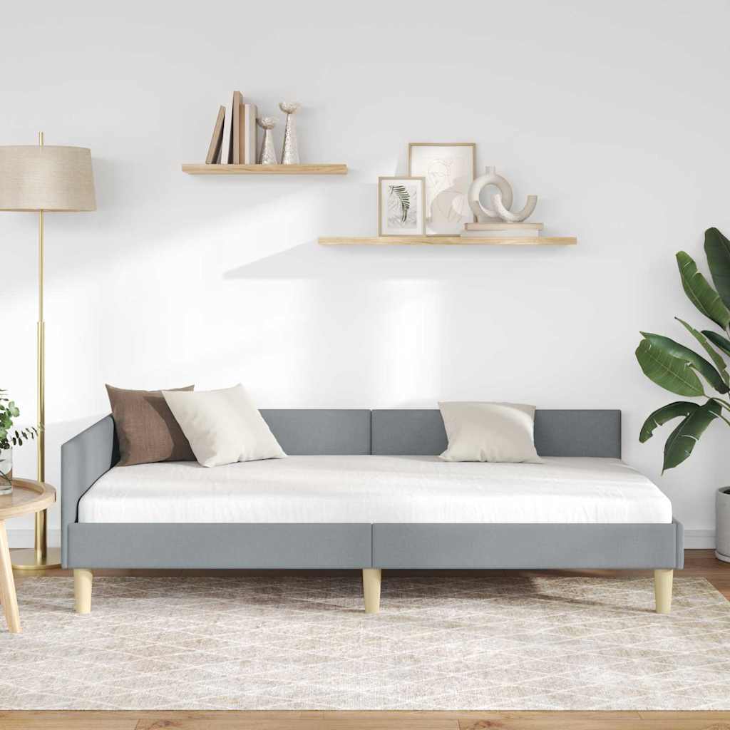 Cadru de pat colțar Altele cu headboard Gri deschis 90 x 200 cm GartenMobel Dekor