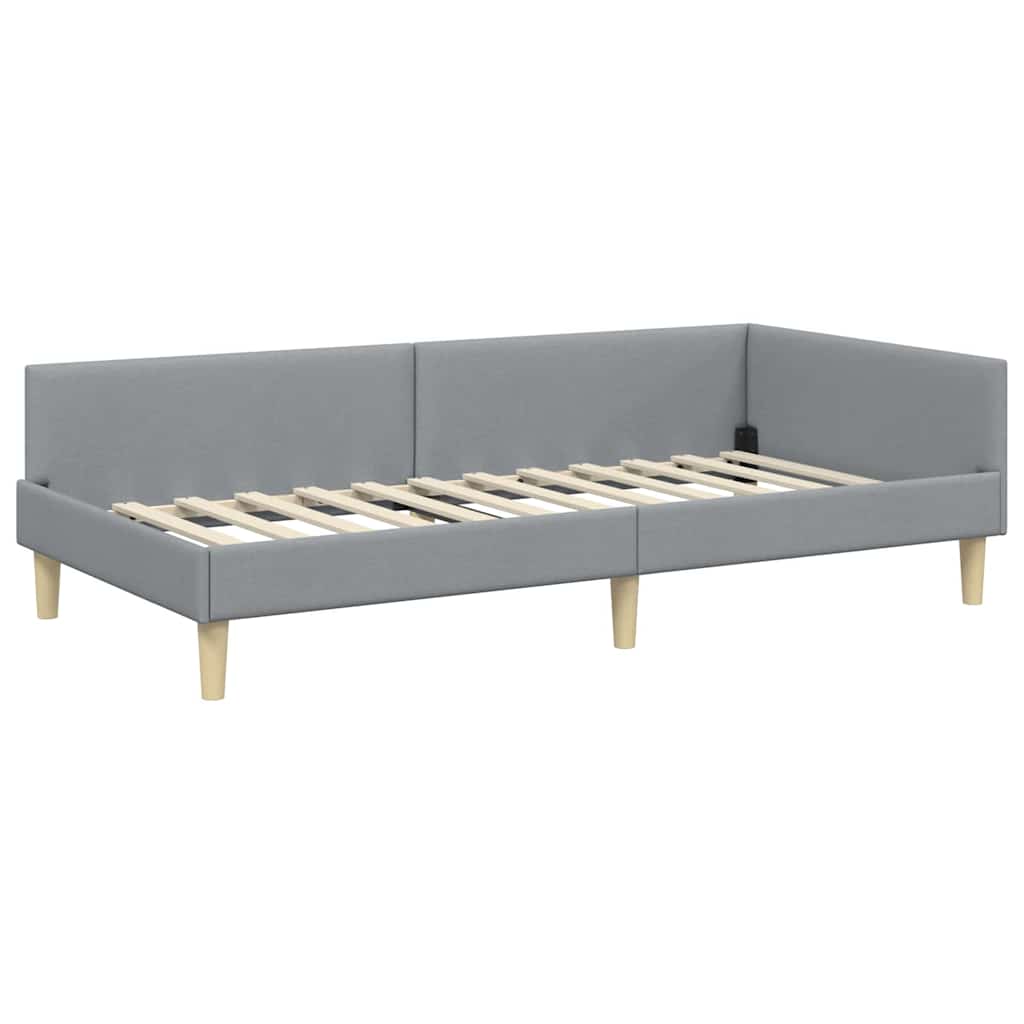 Cadru de pat colțar Altele cu headboard Gri deschis 90 x 200 cm GartenMobel Dekor