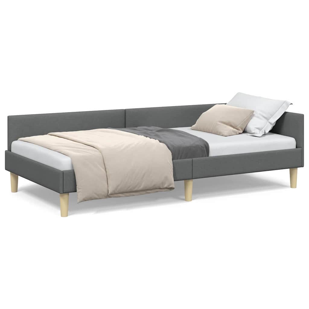 Cadru de pat colțar Altele cu headboard Gri închis 90 x 200 cm GartenMobel Dekor