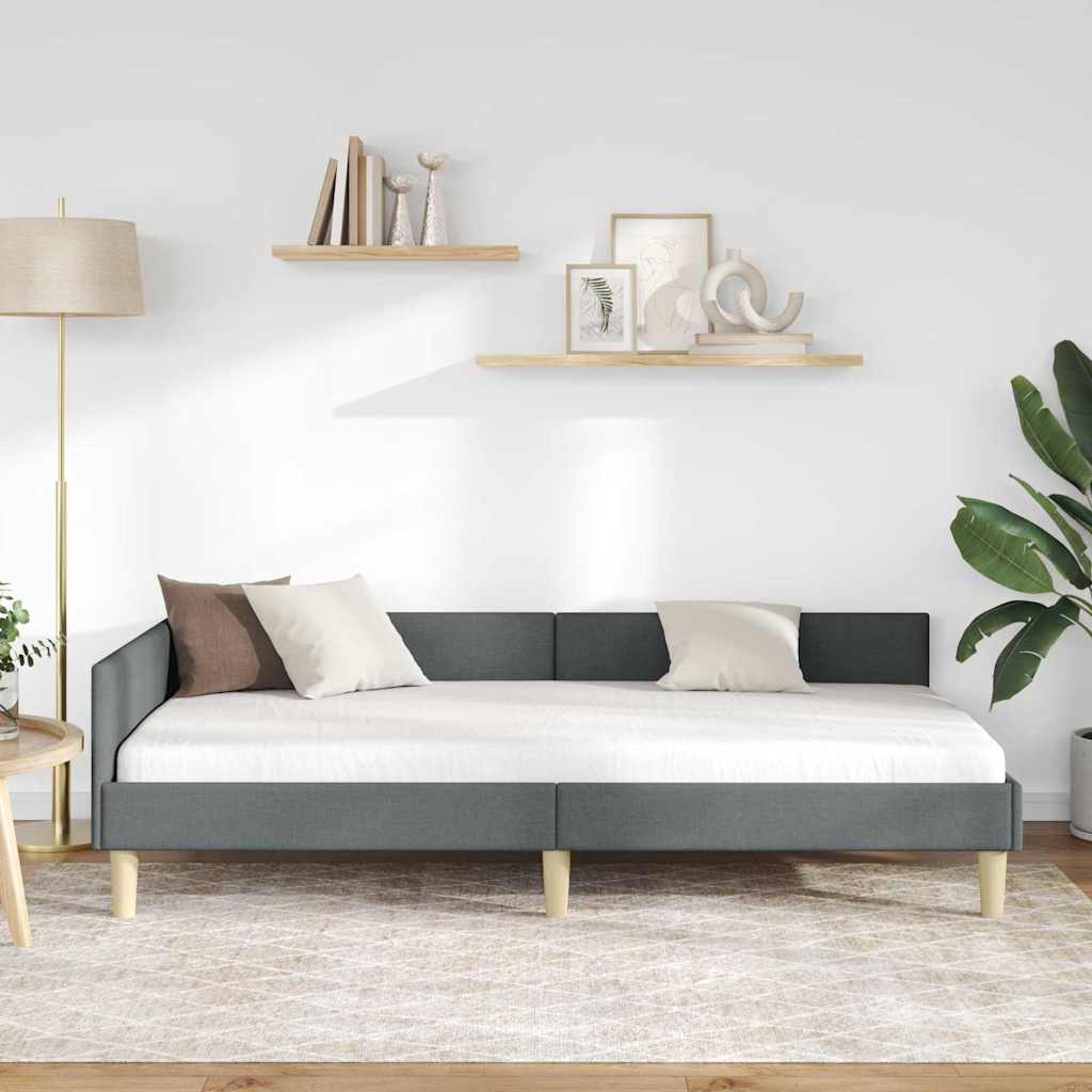 Cadru de pat colțar Altele cu headboard Gri închis 90 x 200 cm GartenMobel Dekor